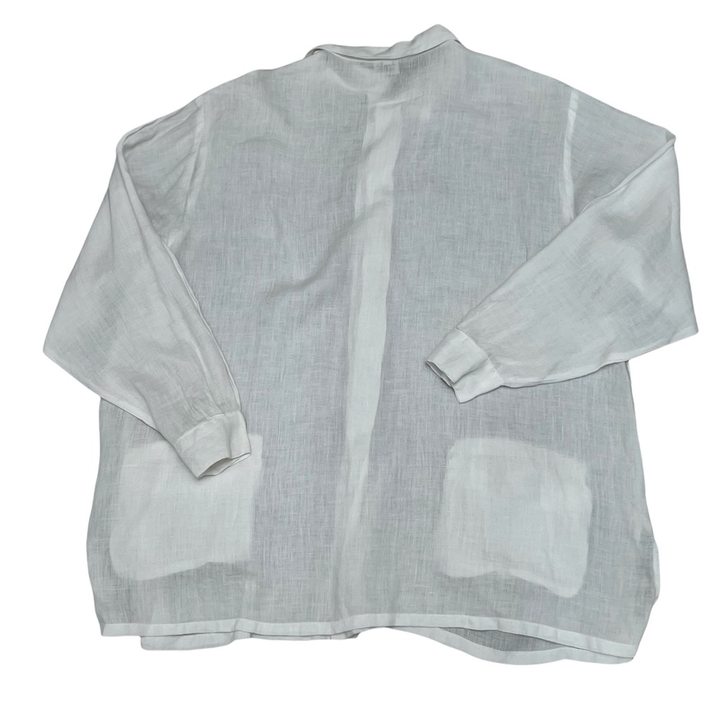 CP SHADES WHITE LINEN TUNIC LENGTH SHIRT/JACKET - SHACKET - Picture 8 of 11